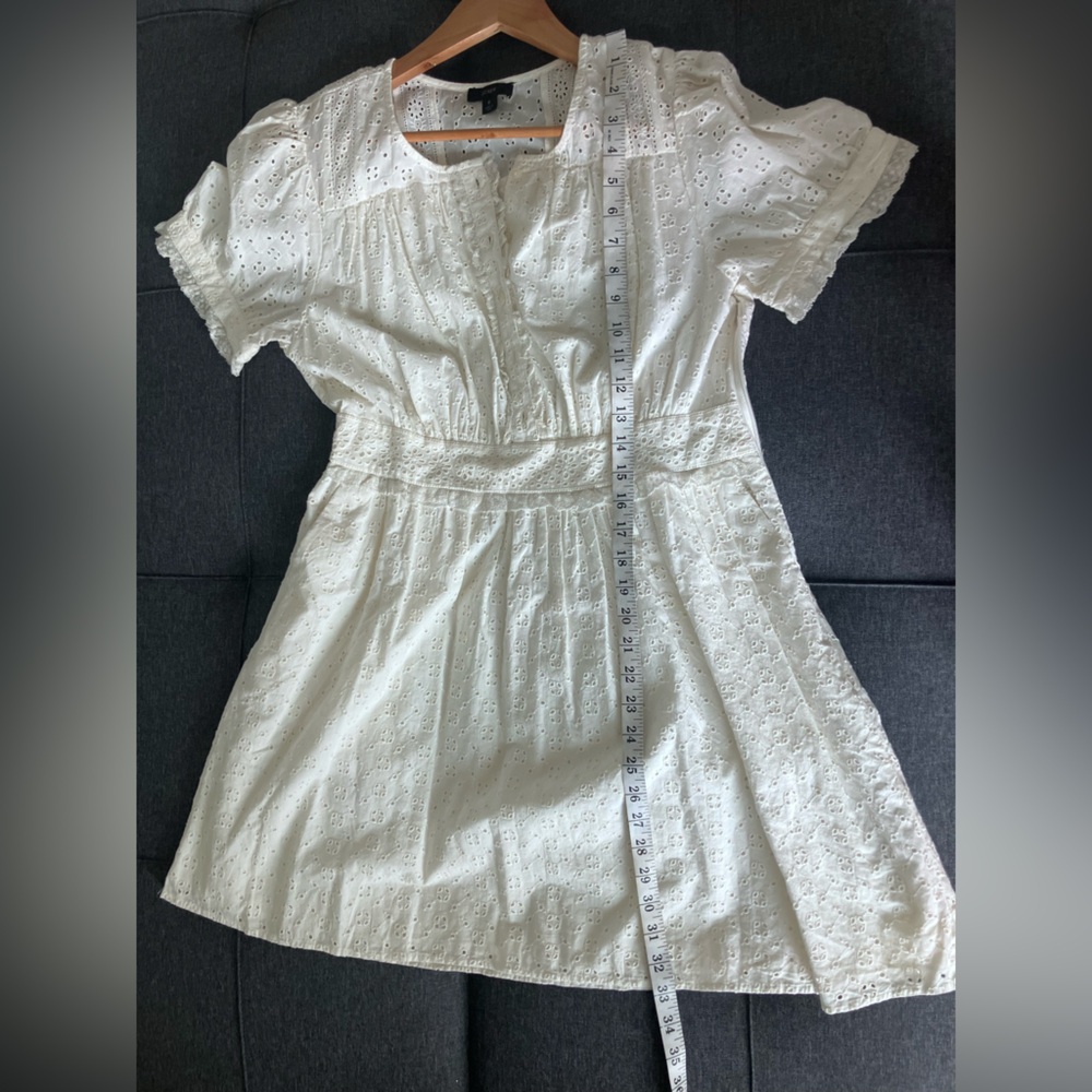 J CREW Off White Eyelet Aline Cotton Dress Size 8 - Picture 9 of 13